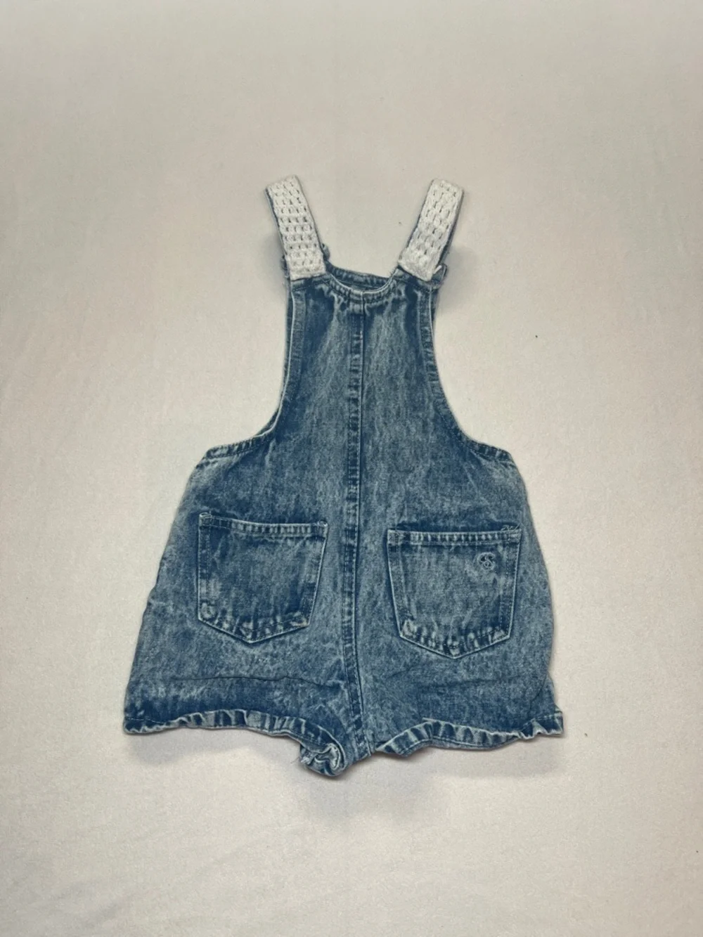 Jessica Simpson Acid Wash Denim Shortalls with crochet straps Size 24 Months